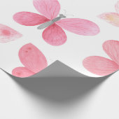 Feine rosa Schmetterlinge Geschenkpapier (Ecke)