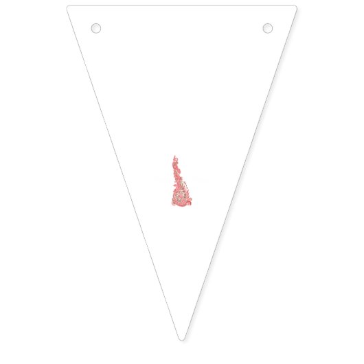 Feine rosa und braune Blume schmücken eine weiße F Wimpelkette (Dritte Fahne)