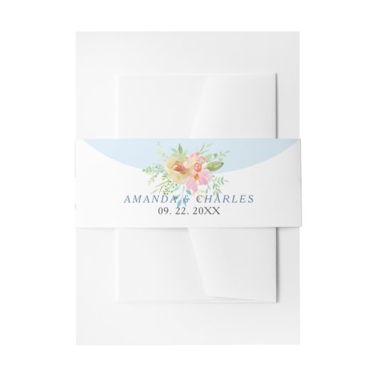 Feine, rosa und gelbe Blumenstrauß Einladungsbanderole (Vorderseite Beispiel)