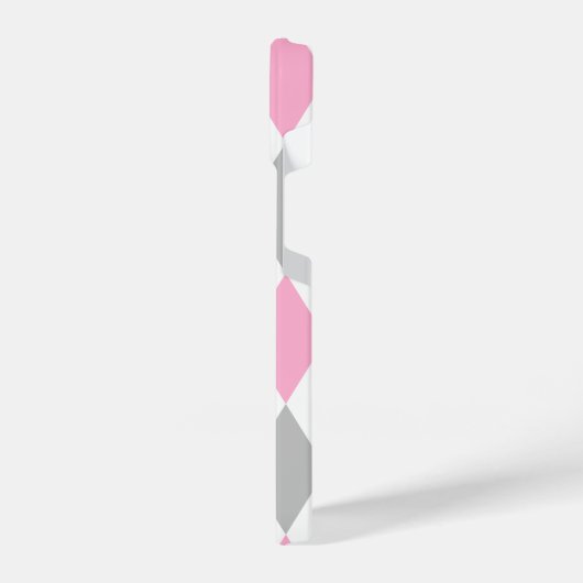 Feine rosa und graue Karos iPhone Hülle (Linke Seite)