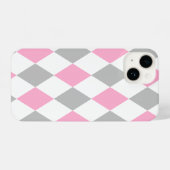 Feine rosa und graue Karos iPhone Hülle (Rückseite (Horizontal))