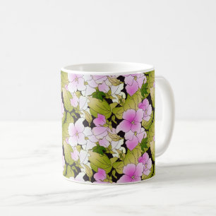 Feine rosa und grüne Blumenmuster Kaffeetasse