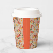 Feine Rosa und orange Blüten Pappbecher (Rechts)