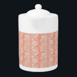 Feine rosa und weiße Spitzen-Effekt Porzellan Teap<br><div class="desc">Feine rosa und weiße Spitzen-Effekt Porzellan Teapot</div>