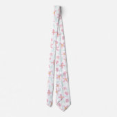 Feine rosafarbene grüne Wildblumen Blumenwasser Krawatte (Rückseite)