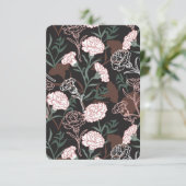 Feine rosafarbene Nelken mit grünen Blätter Dankeskarte (Stehend Vorderseite)