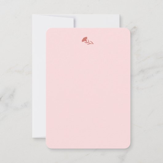 Feine rosafarbene Nelken mit grünen Blätter Dankeskarte (Rückseite)