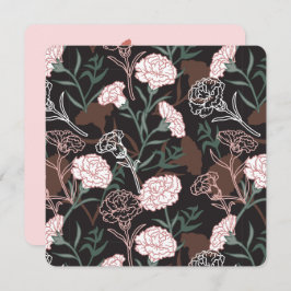 Feine rosafarbene Nelken mit grünen Blätter Feiertagskarte