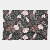 Feine rosafarbene Nelken mit grünen Blätter Geschirrtuch (Horizontal)