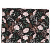 Feine rosafarbene Nelken mit grünen Blätter Große Geschenktüte (Rückseite)