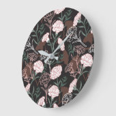 Feine rosafarbene Nelken mit grünen Blätter Große Wanduhr (Winkel)