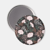 Feine rosafarbene Nelken mit grünen Blätter Magnet (Vorderseite/Rückseite)