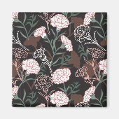 Feine rosafarbene Nelken mit grünen Blätter Magnet (Vorne)