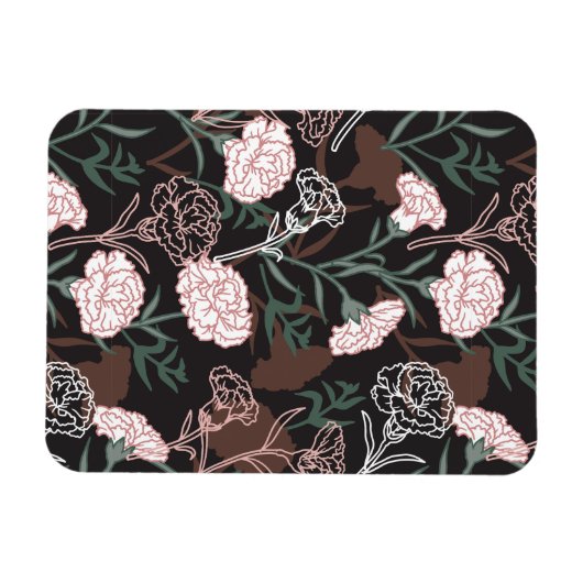 Feine rosafarbene Nelken mit grünen Blätter Magnet (Horizontal)