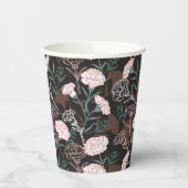 Feine rosafarbene Nelken mit grünen Blätter Pappbecher (Links)