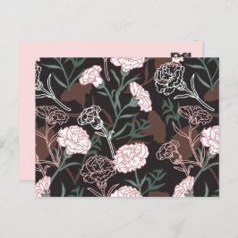 Feine rosafarbene Nelken mit grünen Blätter Postkarte