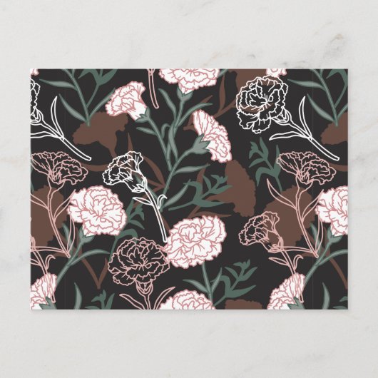 Feine rosafarbene Nelken mit grünen Blätter Postkarte (Vorderseite)