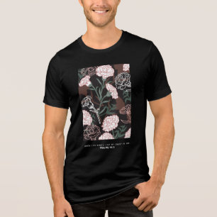 Feine rosafarbene Nelken mit grünen Blätter Tri-Blend Shirt