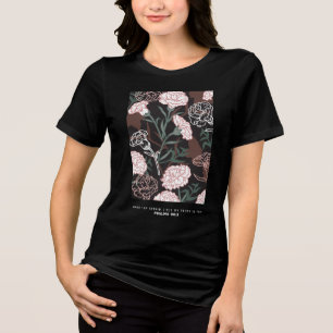 Feine rosafarbene Nelken mit grünen Blätter Tri-Blend Shirt