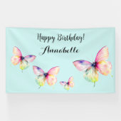 Feine rosafarbene Schmetterlinge in Pastellfarben Banner (Horizontal)