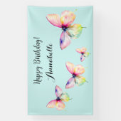 Feine rosafarbene Schmetterlinge in Pastellfarben Banner (Vertikal)