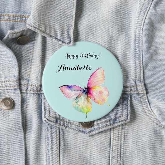 Feine rosafarbene Schmetterlinge in Pastellfarben Button (Beispiel)