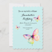 Feine rosafarbene Schmetterlinge in Pastellfarben Einladung (Vorderseite)