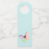 Feine rosafarbene Schmetterlinge in Pastellfarben Flaschenanhänger (Rückseite)