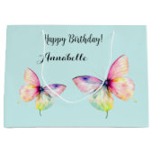 Feine rosafarbene Schmetterlinge in Pastellfarben Große Geschenktüte (Vorderseite)