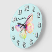 Feine rosafarbene Schmetterlinge in Pastellfarben Große Wanduhr (Winkel)