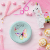 Feine rosafarbene Schmetterlinge in Pastellfarben Pappteller (Party)