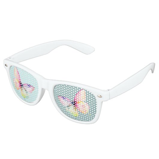 Feine rosafarbene Schmetterlinge in Pastellfarben Partybrille (Schrägansicht)