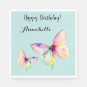 Feine rosafarbene Schmetterlinge in Pastellfarben Serviette (Vorderseite)