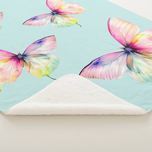 Feine rosafarbene Schmetterlinge in Pastellfarben Sherpadecke (3/4)