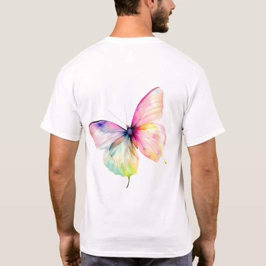 Feine rosafarbene Schmetterlinge in Pastellfarben T-Shirt (Rückseite)