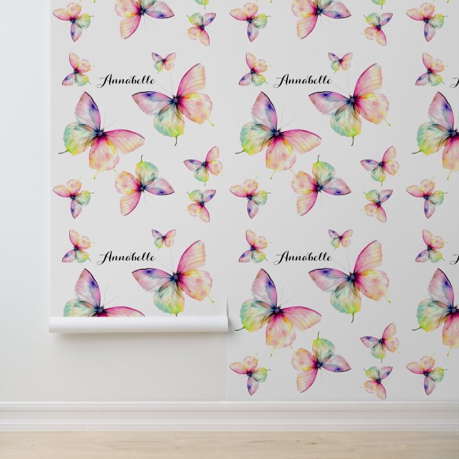 Feine rosafarbene Schmetterlinge in Pastellfarben Tapete (Anwendung)
