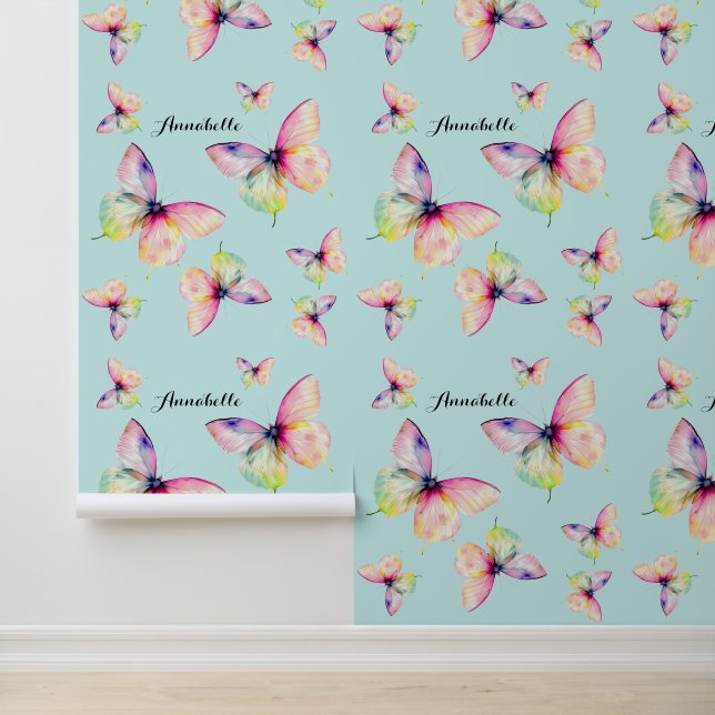 Feine rosafarbene Schmetterlinge in Pastellfarben Tapete (Anwendung)