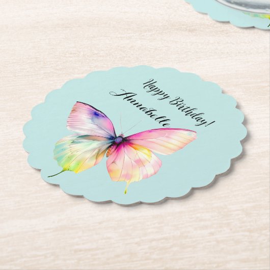 Feine rosafarbene Schmetterlinge in Pastellfarben Untersetzer (angewinkelt)