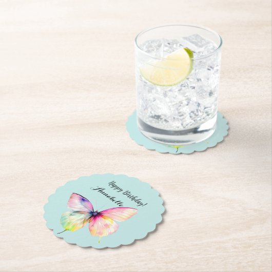 Feine rosafarbene Schmetterlinge in Pastellfarben Untersetzer (Vor Ort)