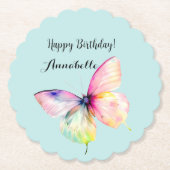 Feine rosafarbene Schmetterlinge in Pastellfarben Untersetzer (Vorderseite)