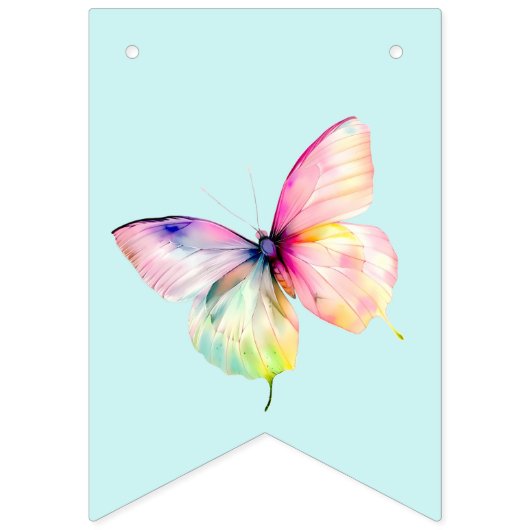 Feine rosafarbene Schmetterlinge in Pastellfarben Wimpelkette (Zweite Fahne)