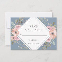 Feine Rose | Dusty Blue Wedding RSVP Karte