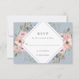 Feine Rose | Light Blue Wedding RSVP Karte