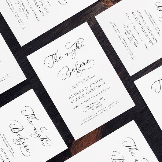 Feine Schrift Die Nacht vor der Probe Abendessen Einladung