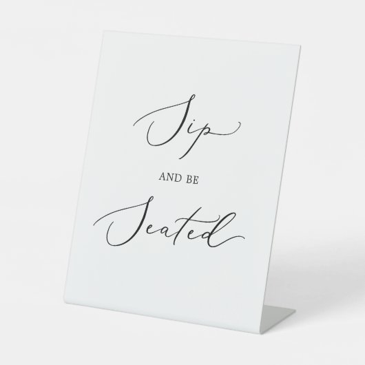 Feine schwarze Kalligraphie Sip und sitzend Sockelschild (Vorderseite)