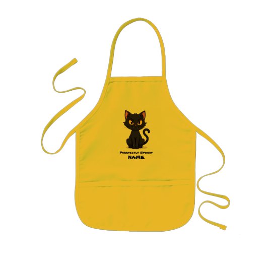 Feine schwarze Katze - Eigenes Halloween Kinderschürze (Vorne)