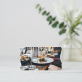 Feine speisende doppelseitige Visitenkarte (Stehend Vorderseite)