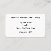 Feine speisende doppelseitige Visitenkarte (Rückseite)