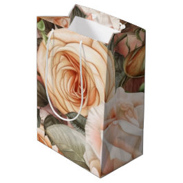 Feine Vintage Pfirsich und Rosen Mittlere Geschenktüte