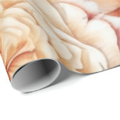 Feine Vintage Pfirsich und Weiße Rosen Geschenkpapier (Rolleneckpunkt)